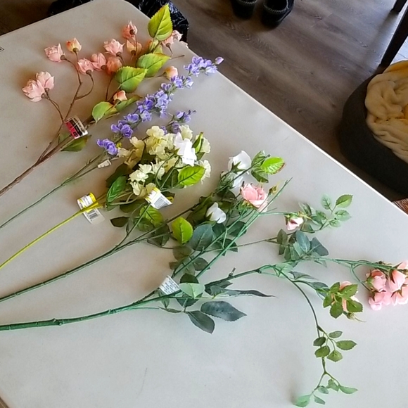Faux Flowers Roses Pink Purple Yellow White